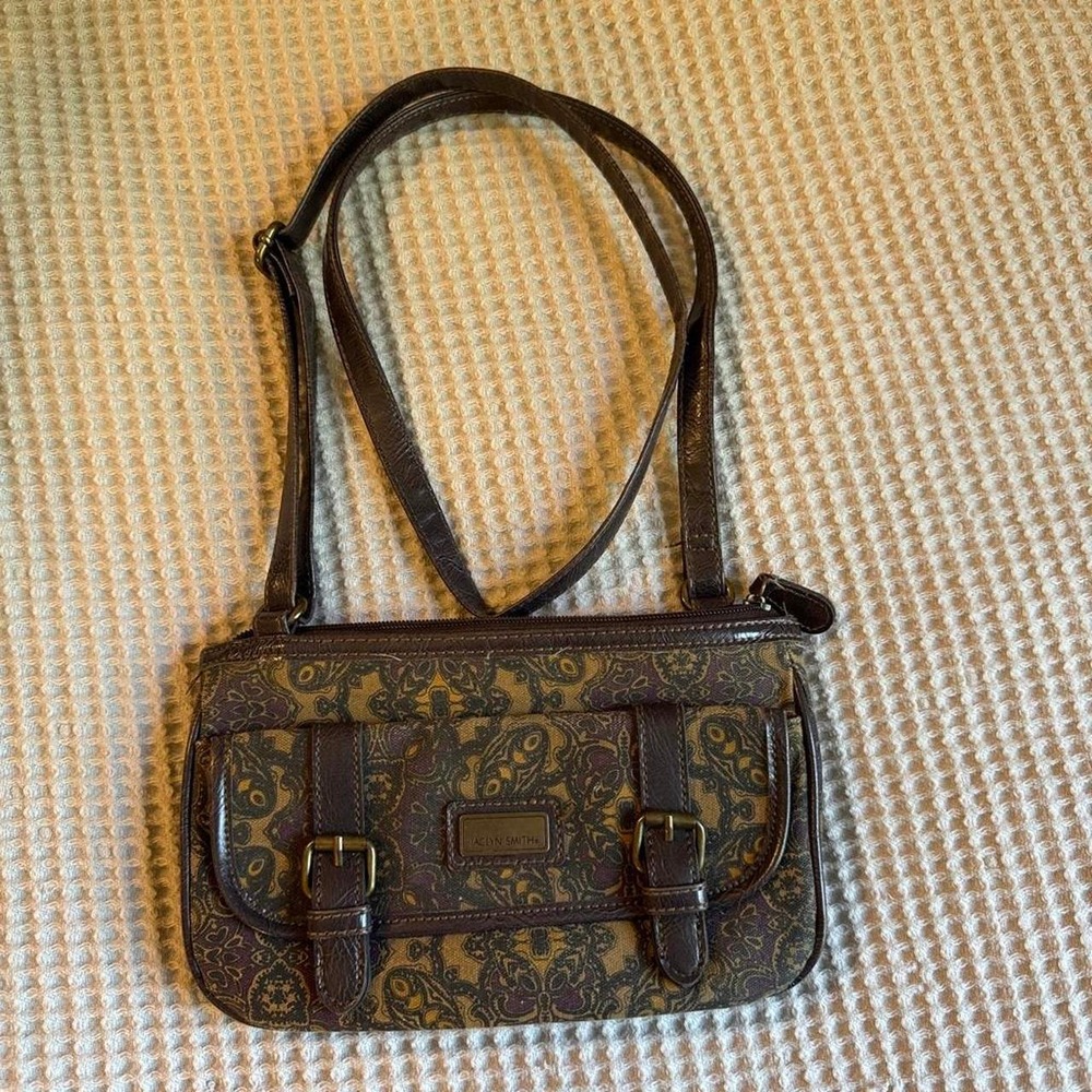 Vintage Jaclyn Smith Paisley Canvas Crossbody Bag Purse Earthy Boho Y2K
